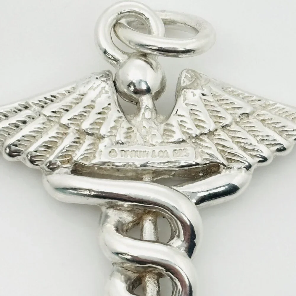 Tiffany & Co Caduceus Key Ring in Sterling Silver Doctor Keyring Keychain